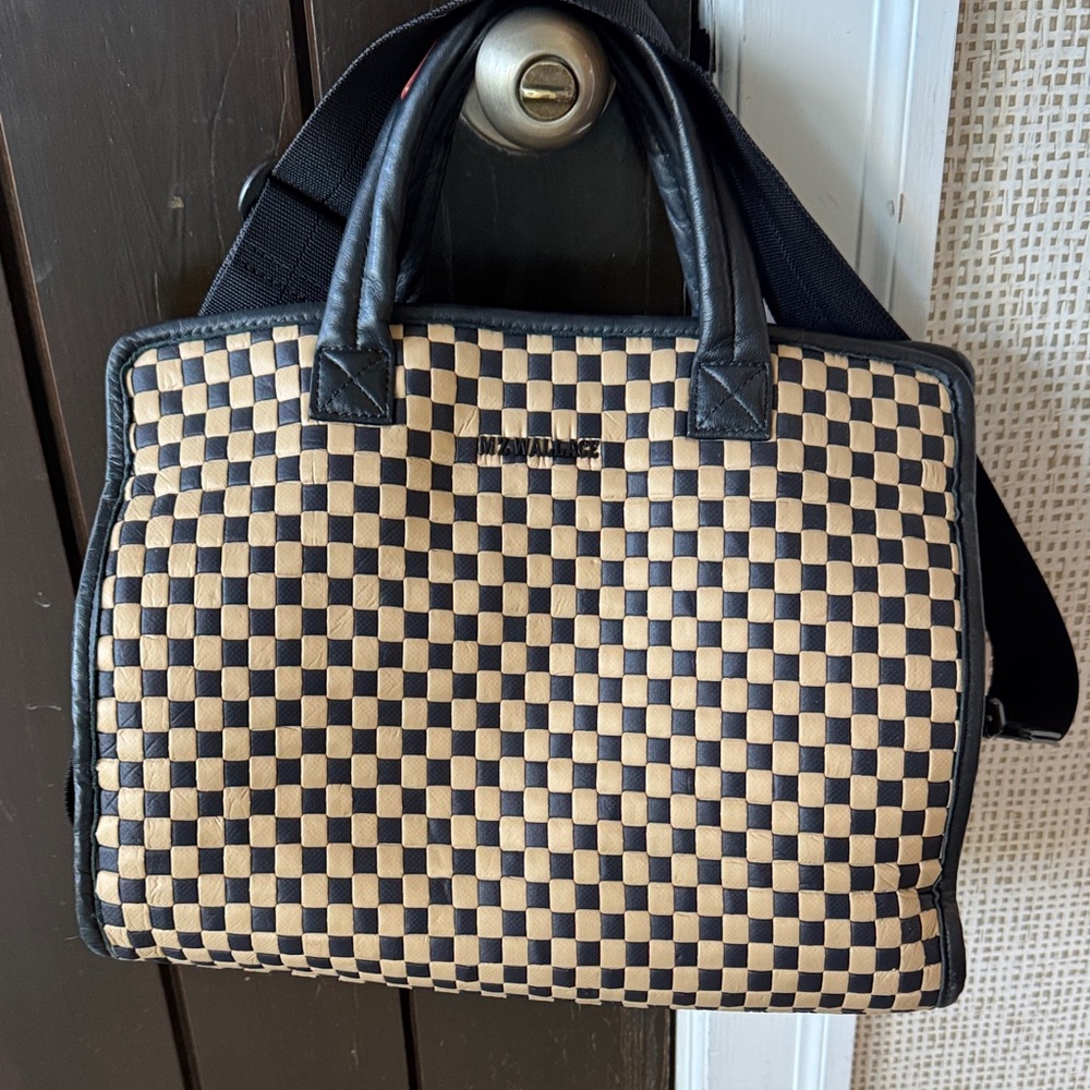MZ Wallace Black and Tan Checkered Shoulder Bag